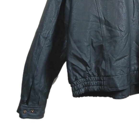 Basic Equipment Leather Bomber Jacket Mens Large Zip Winter Coat Aviator Pilot - Picture 8 of 8